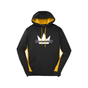 Brunswick CoolWick Men's Sport-Wick Fleece Colorblock Bowling Hoodie - Black/Gold