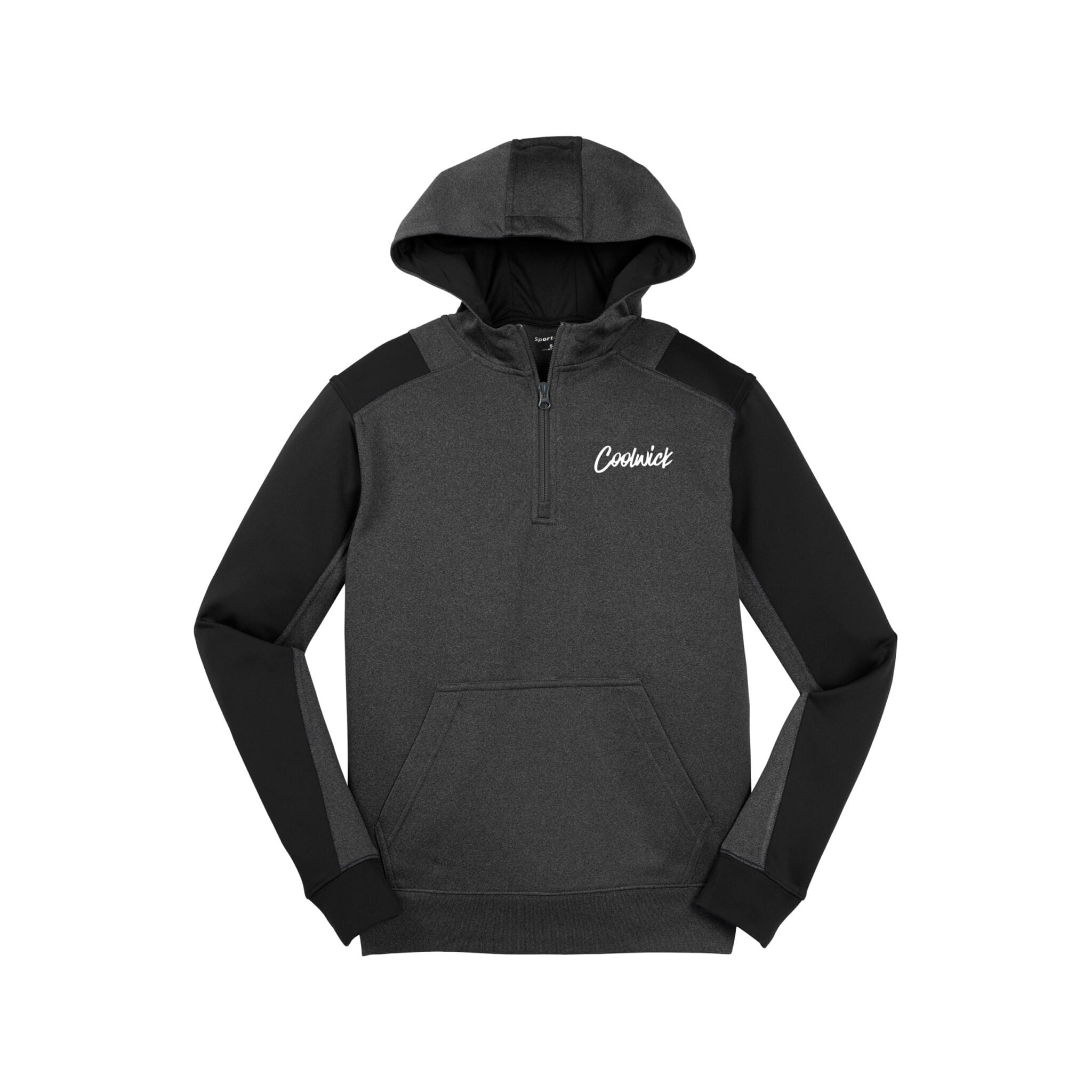 CoolWick CoolWick Men's Tech Fleece Colorblock 1/4-Zip Hooded Sweatshirt - Black