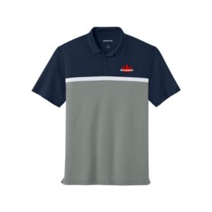 Brunswick CoolWick UV Micropique Colorblock Bowling Polo - True Navy/Grey Concrete Heather/White
