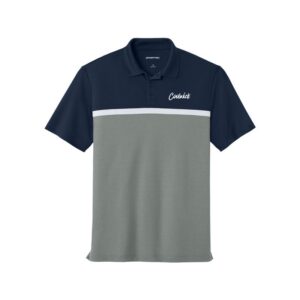 CoolWick CoolWick UV Micropique Colorblock Bowling Polo - True Navy/Grey Concrete Heather/White