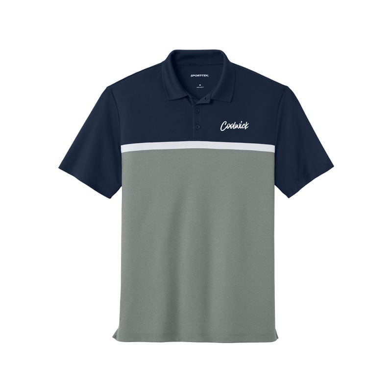 CoolWick CoolWick UV Micropique Colorblock Bowling Polo - True Navy/Grey Concrete Heather/White