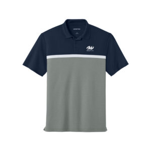 Motiv CoolWick UV Micropique Colorblock Bowling Polo - True Navy/Grey Concrete Heather/White