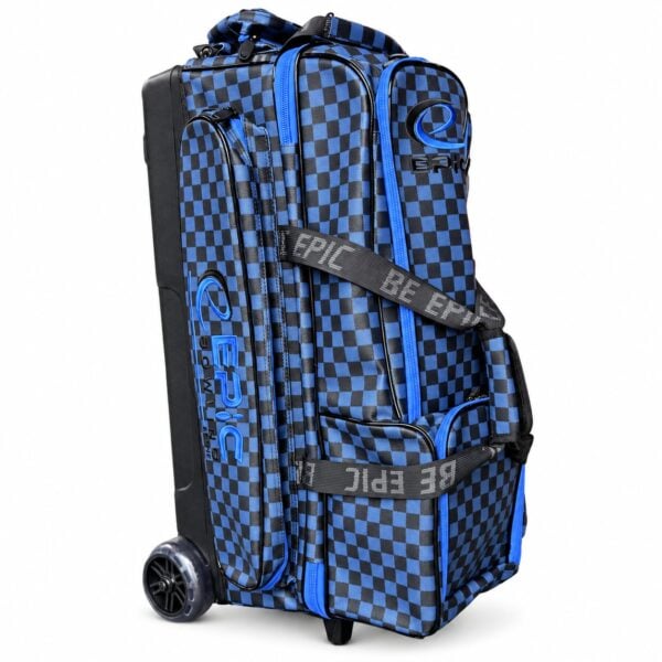 Epic 3 Ball Triple Superior Black Blue Plaid Bowling Bag - Image 3