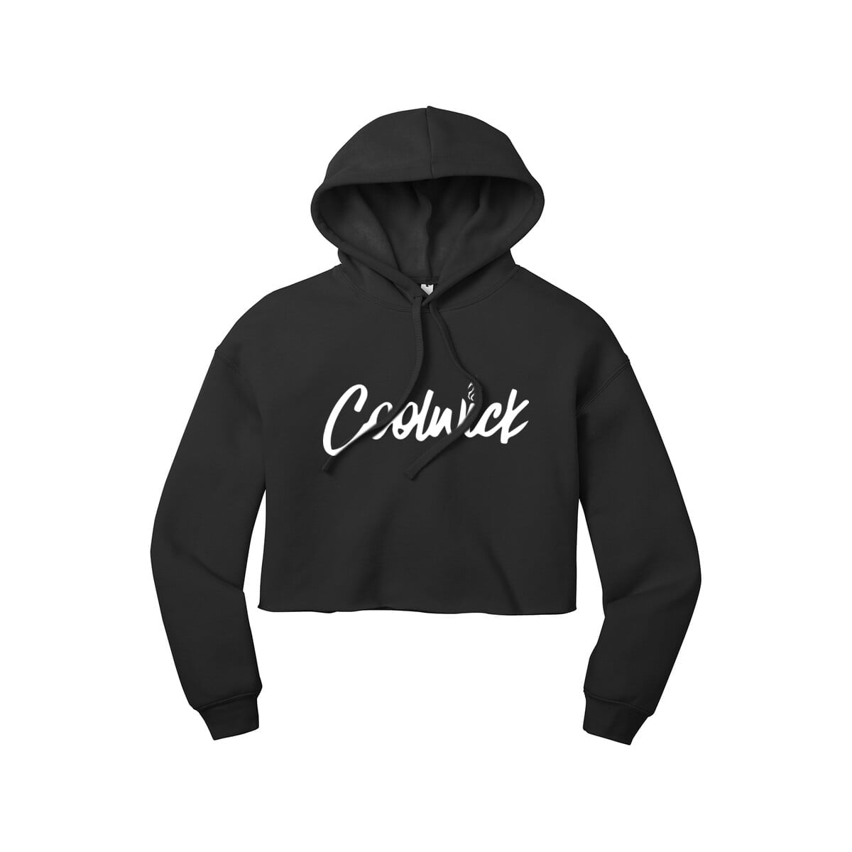 CoolWick CoolWick Women's Sponge Fleece Cropped Bowling Hoodie - Black