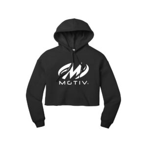 Motiv CoolWick Women's Sponge Fleece Cropped Bowling Hoodie - Black
