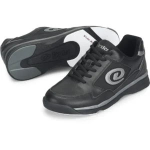 Dexter Boys Ricky V Jr Black Alloy Bowling Shoes, pair showing the slide sole