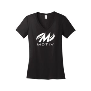 Motiv CoolWick Women's V-Neck Bowling T-Shirt - Jet Black