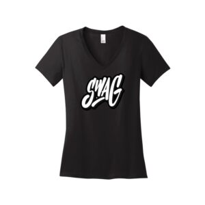 Swag CoolWick Women's V-Neck Bowling T-Shirt - Jet Black