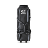 Epic 4 Ball Inline Ironclad Black bowling bag with the pull handle stowed, showing the top accessory pouch and the narrow footprint