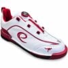 Epic Apollo Dial Comfort Fire Red White Ghost bowling shoe, angled side view with red e logo and dial closure