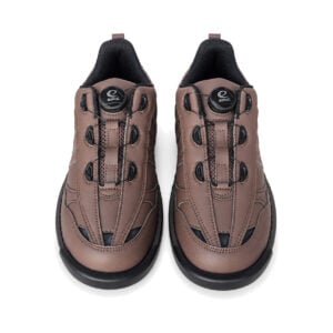Pair of Epic Apollo Dial X Louis Brown right hand bowling shoes viewed head-on from the front, showing matching dial closures and cable lacing on both shoes.