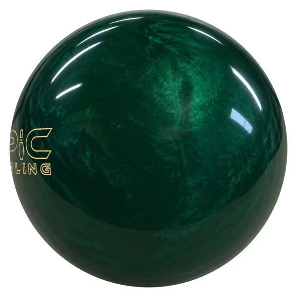 Epic Be Epic bowling ball in green with the Epic Bowling logo at the left edge