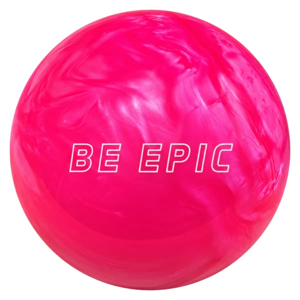 Epic Hot Pink Be Epic bowling ball showing the white Be Epic logo