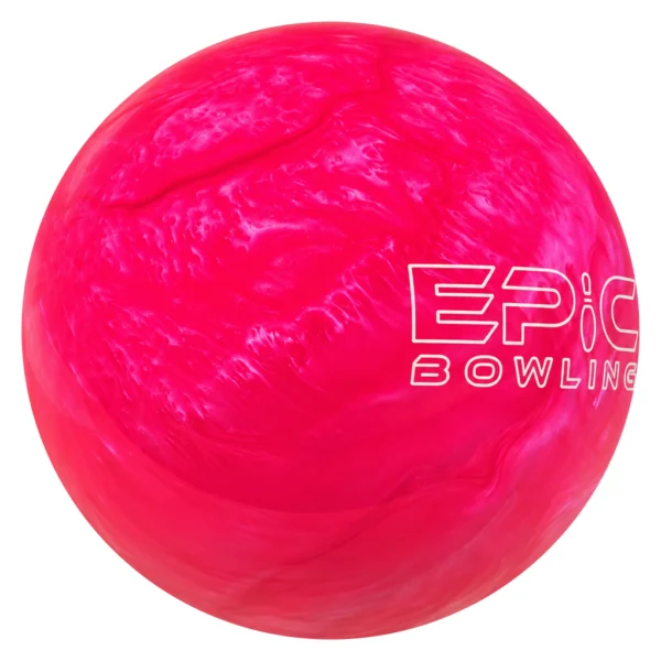 Epic Hot Pink Be Epic bowling ball with the Epic Bowling logo toward the right side