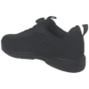 Side profile of an Epic Odin Dial Black Knit right hand bowling shoe facing left, showing the knit upper and the heel pull tab.