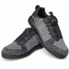 Pair of Epic Odin Dial Charcoal Knit right hand bowling shoes stacked, showing the charcoal and grey knit upper, the single dial closure and the orange Epic logo.