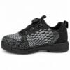 Side profile of an Epic Odin Dial Charcoal Knit right hand bowling shoe facing left, showing the knit pattern, the dial and the black outsole.