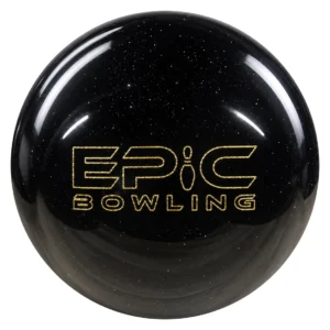 Epic Midnight Sparkle Be Epic bowling ball in black sparkle with gold Epic Bowling logo