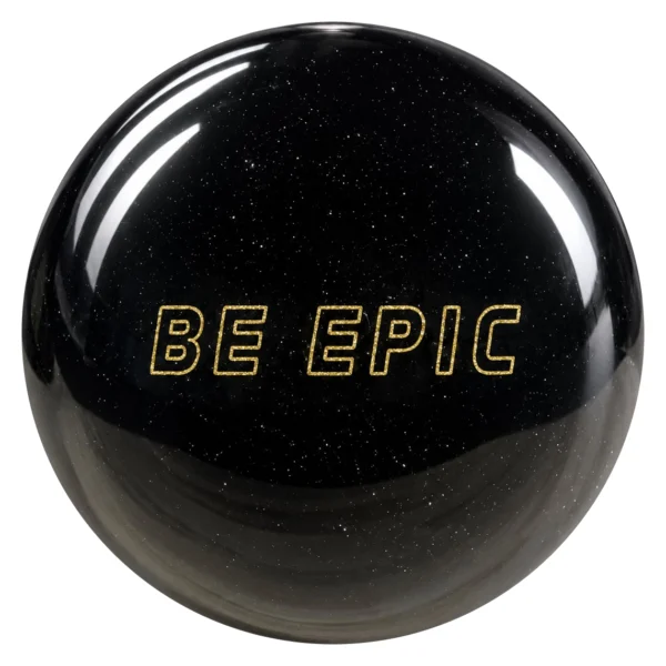 Epic Midnight Sparkle Be Epic bowling ball showing the gold Be Epic logo