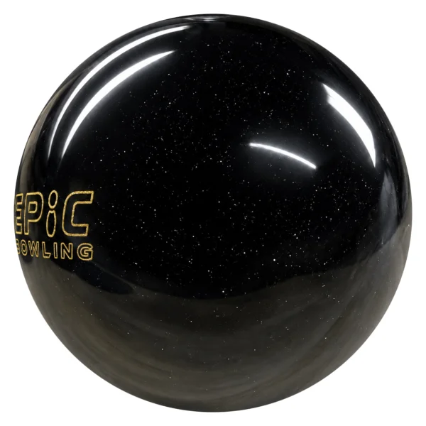 Epic Midnight Sparkle Be Epic bowling ball with the Epic logo at the left edge