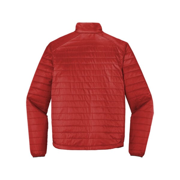 CoolWick Men's Packable Puffy Bowling Jacket back - Fire Red/ Graphite