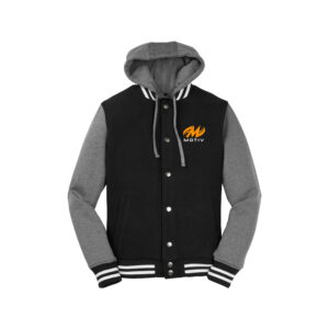 Motiv CoolWick Men's Retro Varsity Bowling Jacket - Black/Vintage Heather