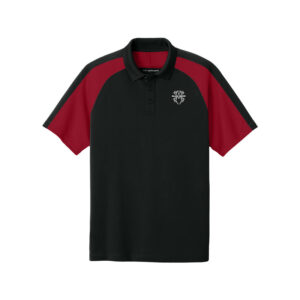 Hammer Black Widow CoolWick Wearever Performance Pique Colorblock Bowling Polo - Deep Black/Rich Red