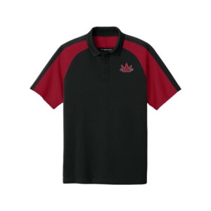 Brunswick CoolWick Wearever Performance Pique Colorblock Bowling Polo - Deep Black/Rich Red