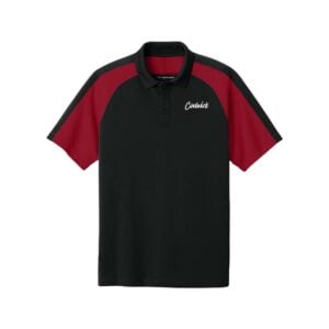 CoolWick CoolWick Wearever Performance Pique Colorblock Bowling Polo - Deep Black/Rich Red