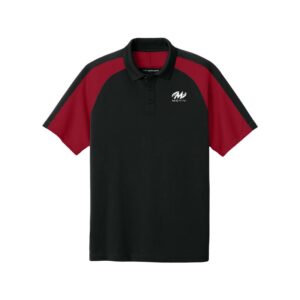 Motiv CoolWick Wearever Performance Pique Colorblock Bowling Polo - Deep Black/Rich Red