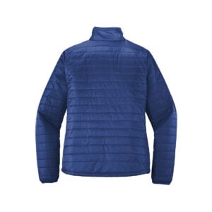 CoolWick Women's Packable Puffy Bowling Jacket back - Cobalt Blue