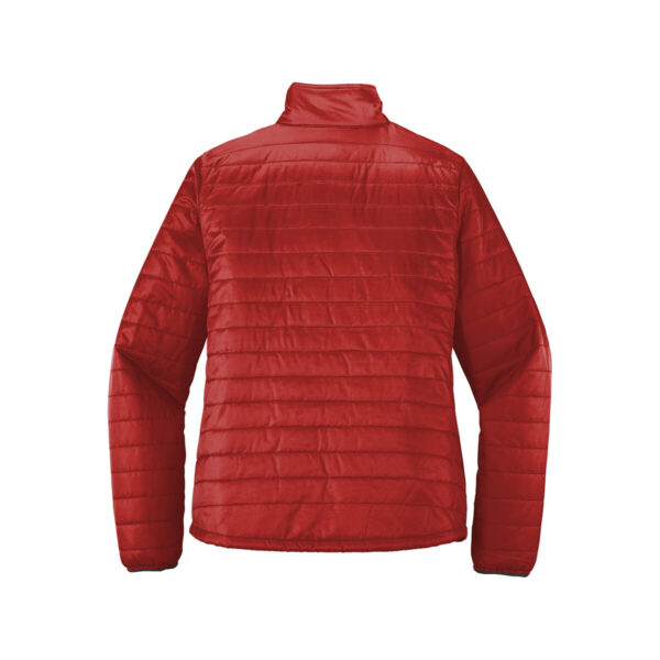CoolWick Women's Packable Puffy Bowling Jacket back - Fire Red/ Graphite