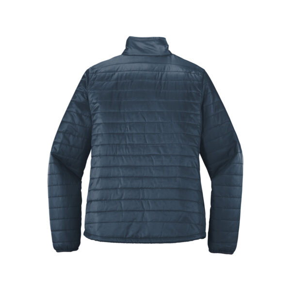 CoolWick Women's Packable Puffy Bowling Jacket back - Regatta Blue/ River Blue Navy