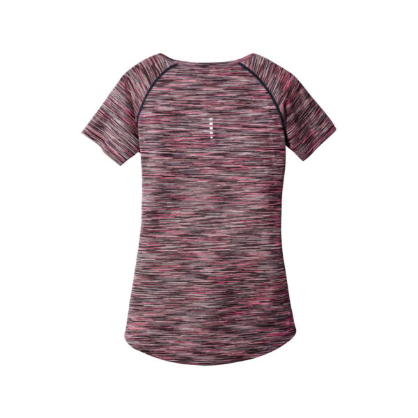CoolWick Women's OGIO Verge Scoop Neck Bowling Tee back - Fierce Coral Space Dye
