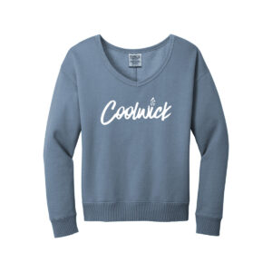 CoolWick CoolWick Women's Beach Wash V-Neck Bowling Sweatshirt - Faded Denim