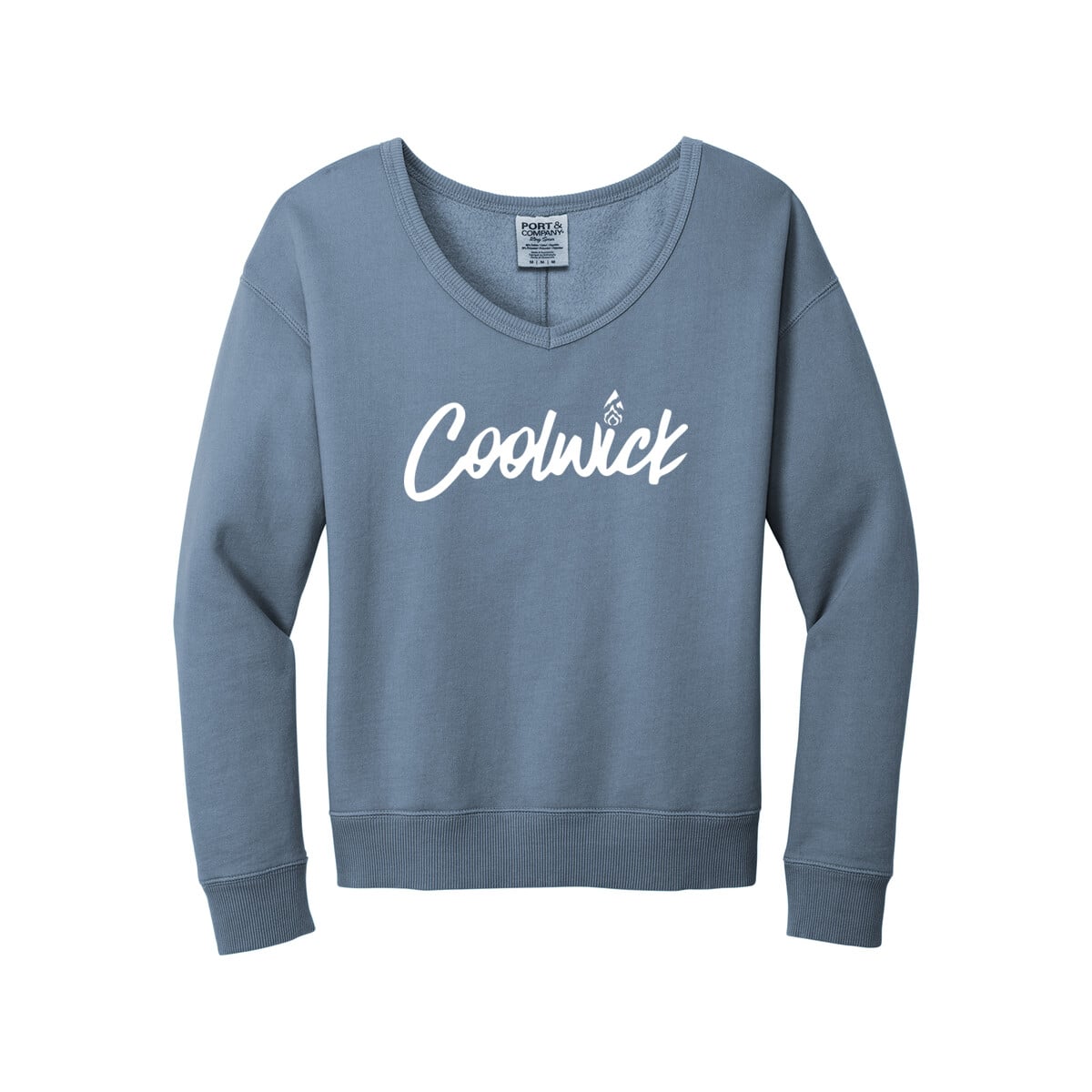 CoolWick CoolWick Women's Beach Wash V-Neck Bowling Sweatshirt - Faded Denim