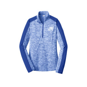 Swag CoolWick Women's Electric Heather 1/4-Zip Bowling Pullover - True Royal Electric/ True Royal