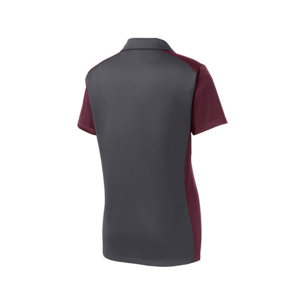 CoolWick Women's Colorblock Micropique Bowling Polo back - Iron Grey/Maroon