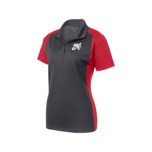 Swag CoolWick Women's Colorblock Micropique Bowling Polo - Iron Grey/True Red