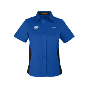 Swag CoolWick Women's Vintage Button Up Bowling Polo - True Royal/Black