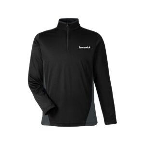 Brunswick CoolWick Colorblock Quarter-Zip Bowling Pullover - Black/Dark Charcoal