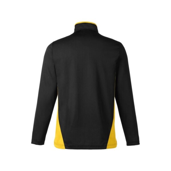 CoolWick Colorblock Quarter-Zip Bowling Pullover back - Black/Sunray Yellow