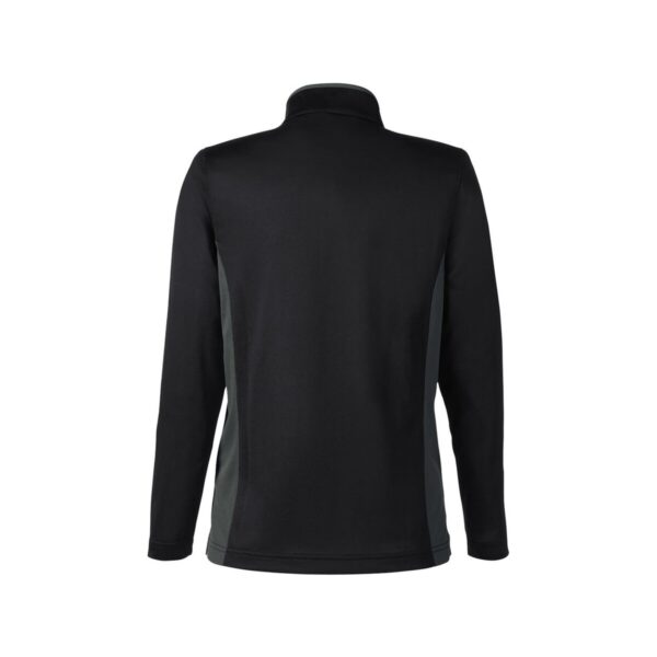 CoolWick Women's Colorblock Quarter-Zip Bowling Pullover back - Black/Dark Charcoal