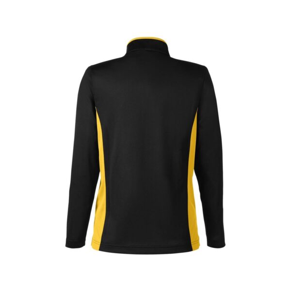 CoolWick Women's Colorblock Quarter-Zip Bowling Pullover back - Black/Sunray Yellow