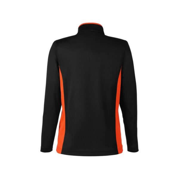 CoolWick Women's Colorblock Quarter-Zip Bowling Pullover back - Black/Team Orange