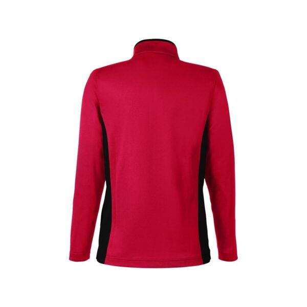 CoolWick Women's Colorblock Quarter-Zip Bowling Pullover back - Red/Black