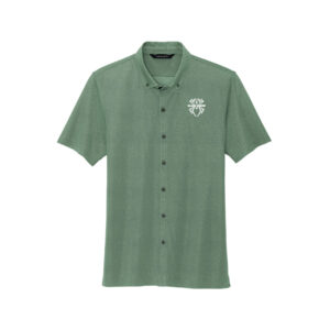 Hammer Black Widow CoolWick Men's Stretch Pique Full-Button Bowling Polo - Sage Heather
