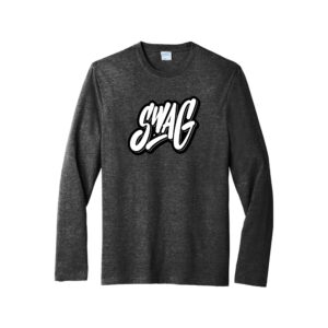 Swag CoolWick Men's Tri-Blend Long Sleeve Bowling T-Shirt - Black Heather