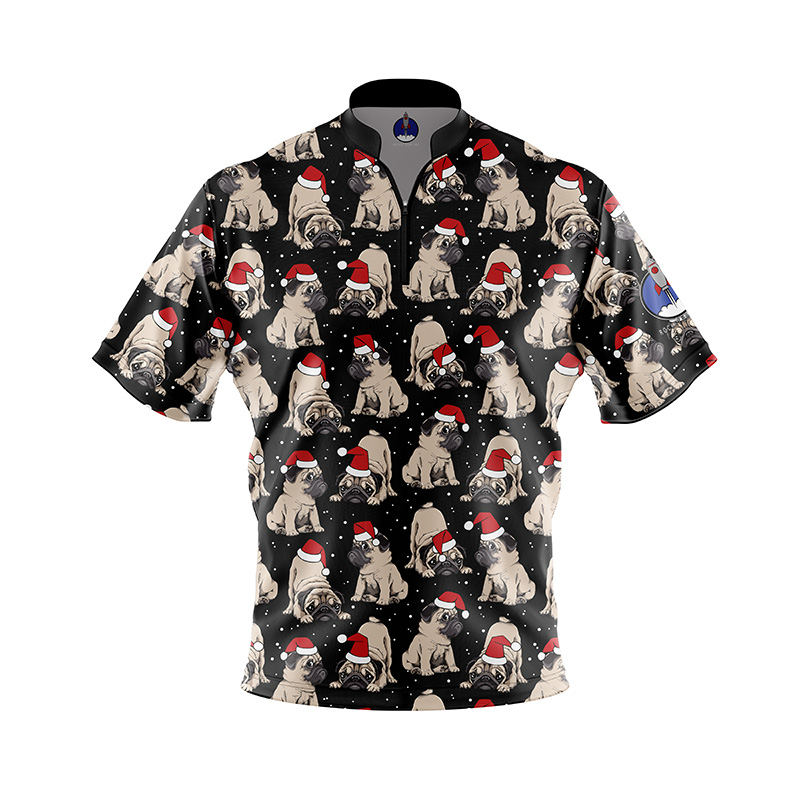 Plain Santa's Pugs Rocket Bowling Jersey