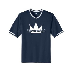 Brunswick CoolWick Bowling V Neck Baseball Jersey - Navy